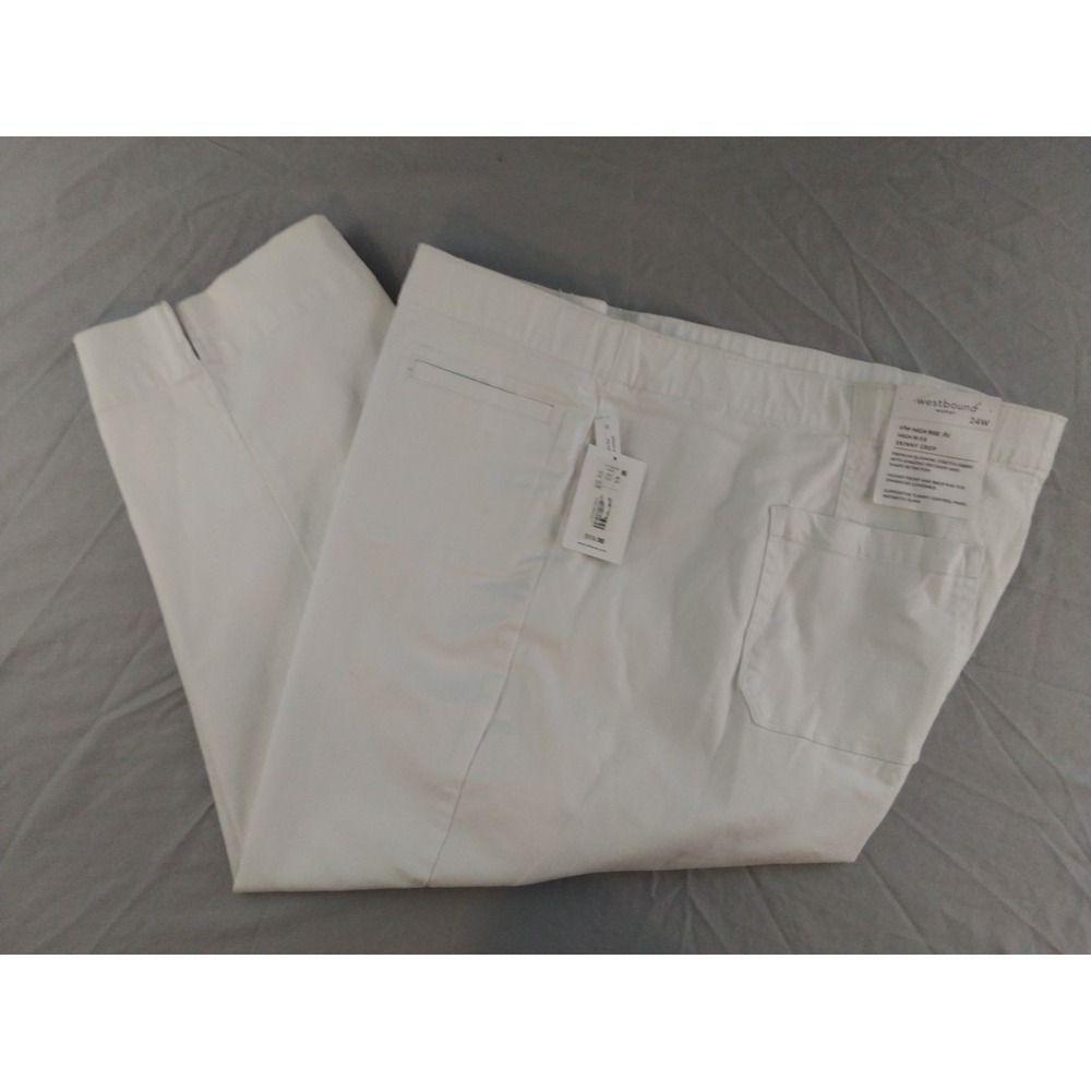 Westbound Woman High Rise Pull On 24W White Skinny Crop Pants NWT  L429